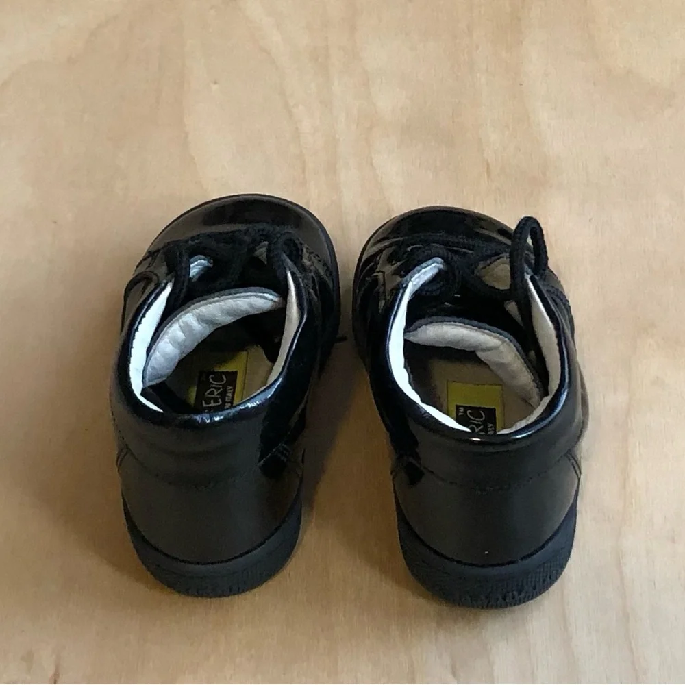 Bon Bon Black Dress Shoes Shinny Lace Up Little Eric Baby EUR Sz 20,US 4.5